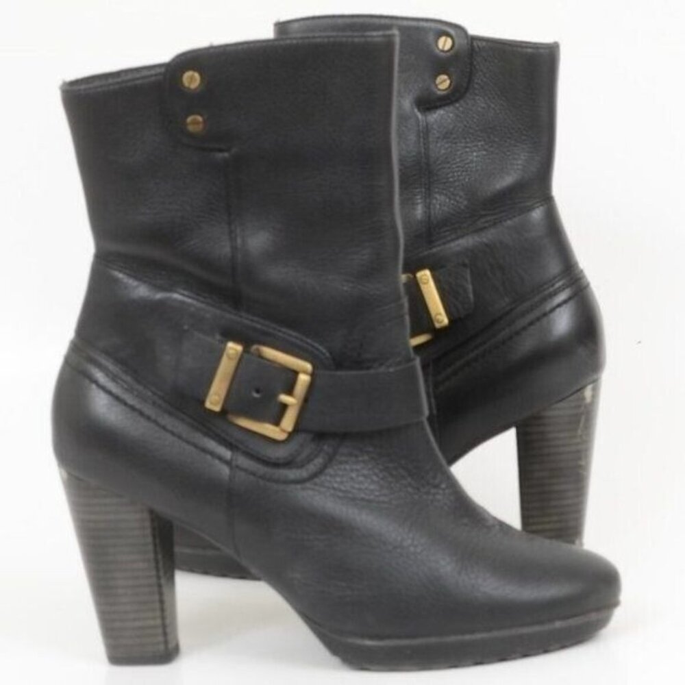 Clarks Indigo Lida Sayer Women's‎ size 8.5M Black Leather Moto Goth Boots Bootie